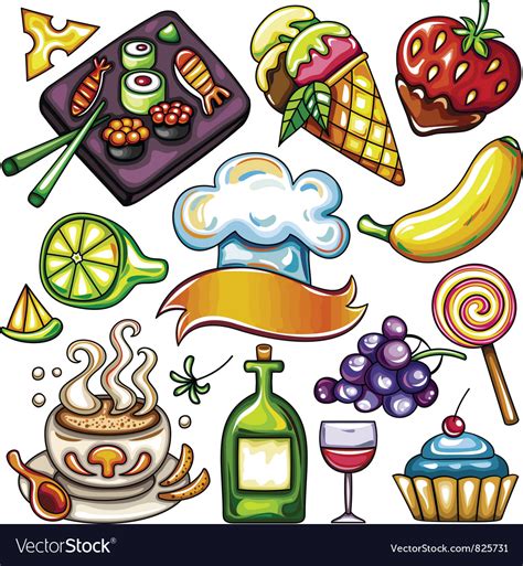 Ready-to-eat food icons Royalty Free Vector Image