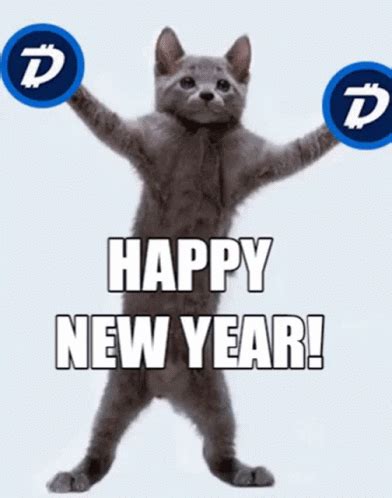 Happy New Year Funny Cat Digibyte Dancing Animation GIF | GIFDB.com