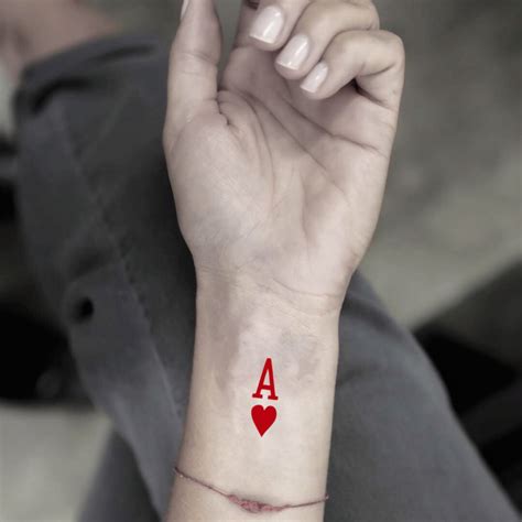 Ace of Hearts Temporary Tattoo Sticker - OhMyTat