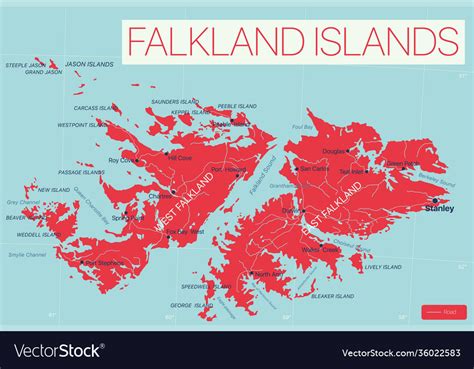 Falkland islands detailed editable map Royalty Free Vector