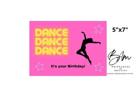 Happy Birthday Dance Dance Dance Printable Postcard and Ecard | Etsy ...