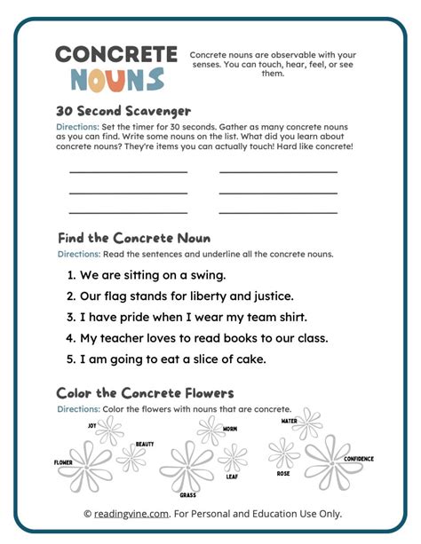 Concrete Noun Worksheets