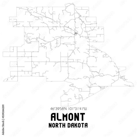 Almont North Dakota. US street map with black and white lines. Stock ...