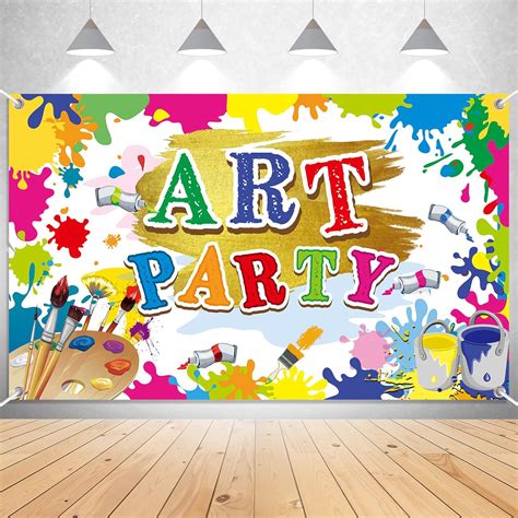 Amazon.com : NOVIIML rty Backdrop, Paint Party Decorations, Art Themed ...