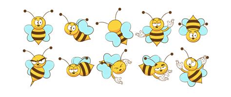 Bee Cartoon Set 941310 Vector Art at Vecteezy