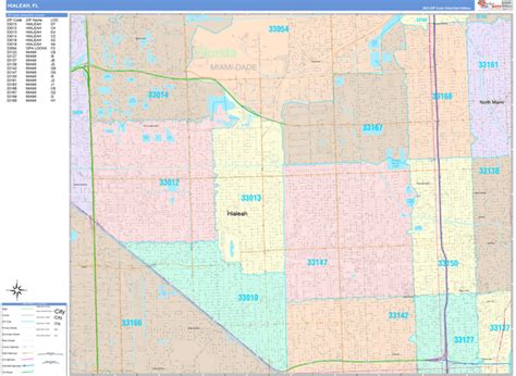 Hialeah Florida Wall Map (Color Cast Style) by MarketMAPS - MapSales