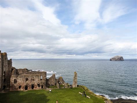 Tantallon Castle and Bass Rock in East Lothian Scotland