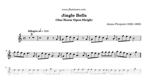 Jingle Bells (J.L. Pierpont) - Free Flute Sheet Music | flutetunes.com