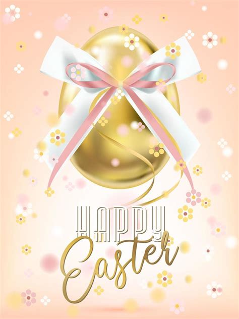 Easter golden egg with silk bow in floral confetti 12701501 Vector Art at Vecteezy