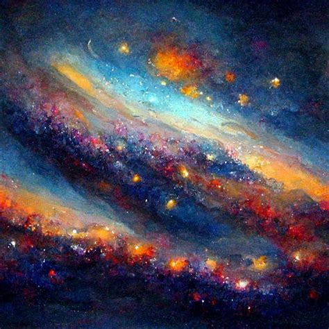 Premium AI Image | Painting of a galaxy with a bright blue and orange ...