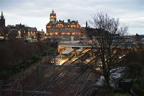 HD wallpaper: edinburgh, train station, in the evening, wood, night view | Wallpaper Flare