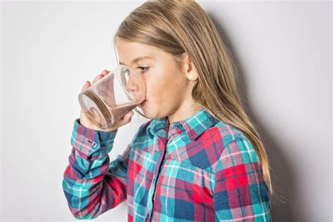 Happy Smiling Child Drinking Chocolate Milk Isolated on White Stock Photo - Image of milk ...