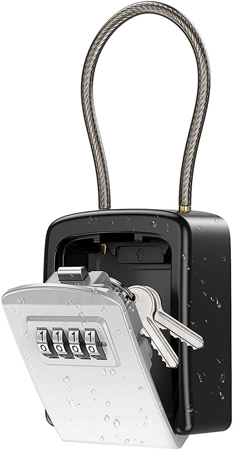 Key Lock Box, Safe Box for Keys with Removable Shackle 4-Digit ...