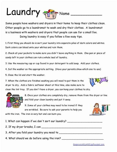 Laundry Worksheets Printable - Printable Worksheets