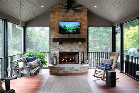 Custom Screened Porch with Fireplace Remodel | Roswell, GA | Porch ...