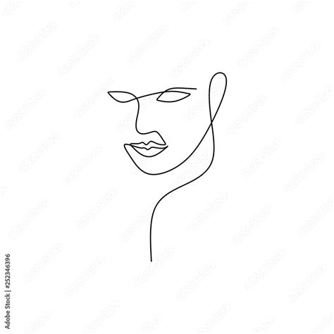 Abstract face continuous one line drawing vector illustration minimalism style on white ...