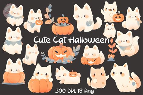 Cute Cat Halloween Sticker Clipart Graphic by CpSnowy · Creative Fabrica