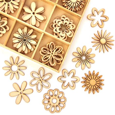 Unfinished Wood Laser Cut Flower Cutouts - New Items - Factory Direct Craft