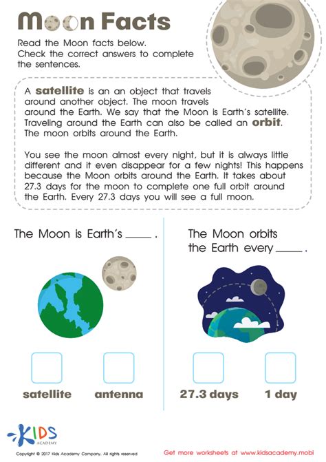 Moon Facts Worksheet: Free Printout for Kids