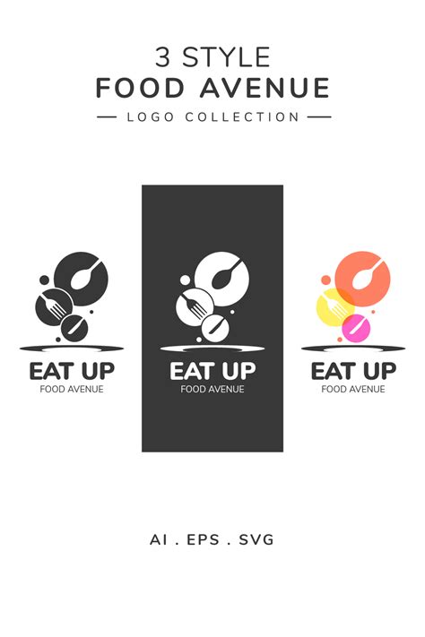 Eat Up 3 Style Food Avenue Logo Collection - MasterBundles