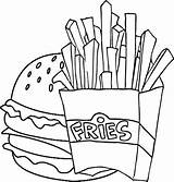 Fried Chicken And French Fries Ready To Color  fries sketch template