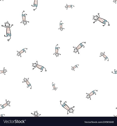 Kids seamless pattern in doodle style Royalty Free Vector