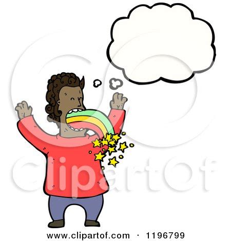 Cartoon of an African American Man and a Rainbow Thinking - Royalty Free Vector Illustration by ...