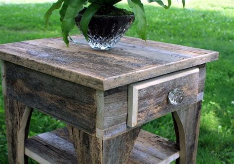 Gray Wood End Table. Natural Finish End Table. Reclaimed Wood Bedside Table. Rustic Side Table W ...