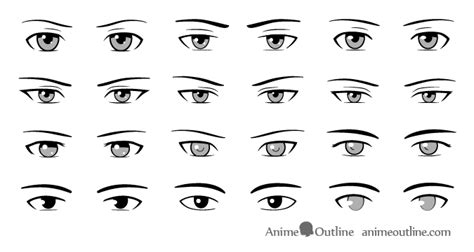 Different Style Male Anime & Manga Eyes Drawing Guide - AnimeOutline