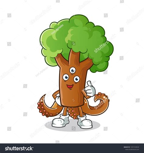 Tree Alien Mascot Vector Cartoon Illustration Stock Vector (Royalty ...