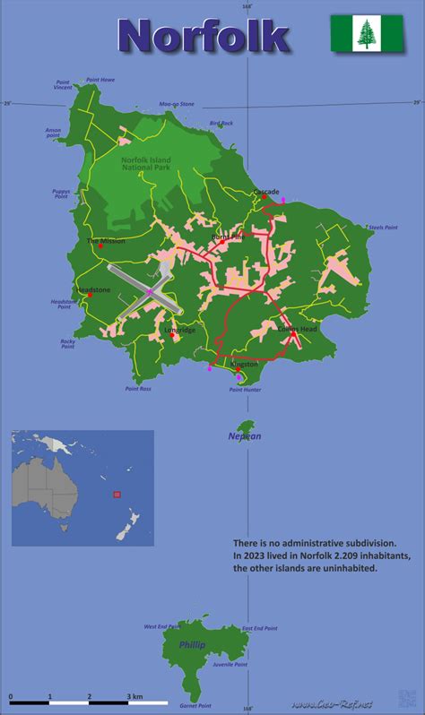 Norfolk Island Country data, links and map by administrative structure