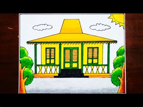 Gambar Rumah adat Betawi yang mudah - Mewarnai Rumah adat betawi - YouTube