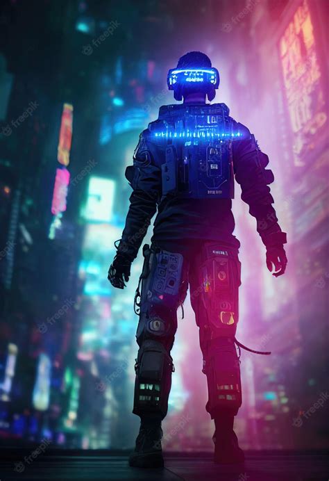 Premium Photo | Portrait of a scifi cyberpunk man hightech futuristic man from the future