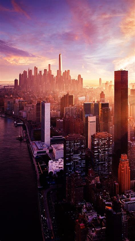 New York Sunset City Skyline iPhone Wallpapers Free Download