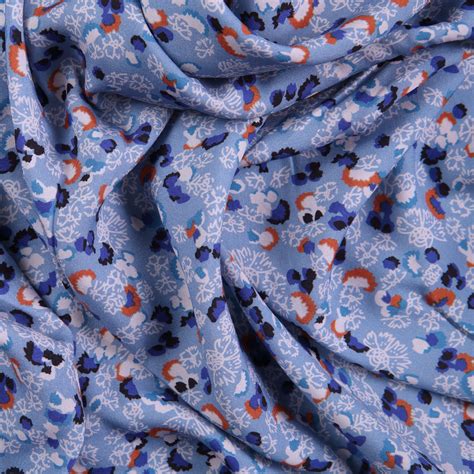 Dress Viscose Mid Blue Floral - Bloomsbury Square Dressmaking Fabric