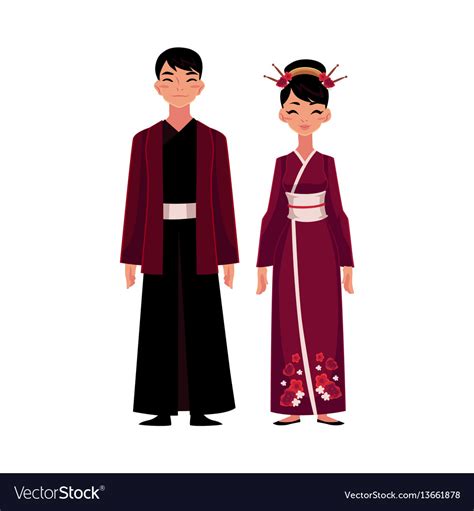 Chinese people in national costumes dress Vector Image