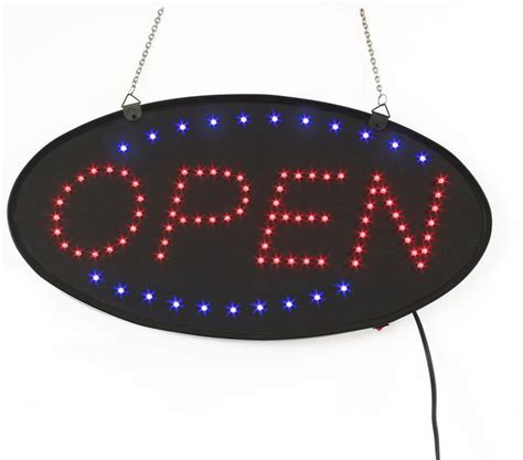 "OPEN" Animated LED Sign with Hanging Chain, Round - Red in 2020 | Led signage, Window signage, Led