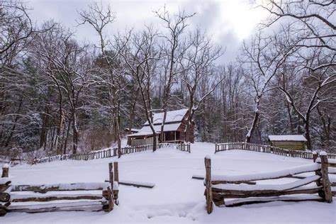 The most beautiful place on earth -- Cades Cove in the Great Smoky Mountains covered in snow ...