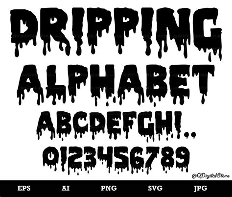 Dripping Font SVG, Dripping Alphabet, Dripping Cut Files, Svg Files for Cricut and Silhouette ...