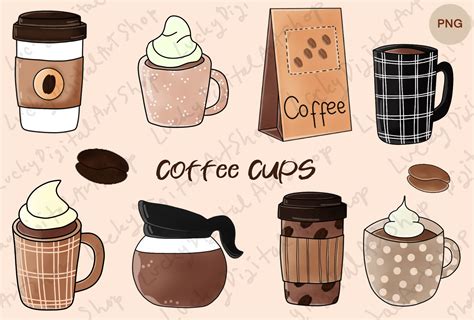 Coffee Cups Clipart Graphic by LuckyDigitalArtShop · Creative Fabrica