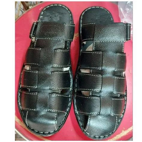 Men Black Leather Sandal at Rs 425/pair in Tirupattur | ID: 2850420036230