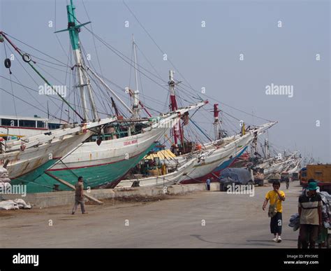 Boat at the Pier in Pasar Ikan and Muara Karang, a historic Jakarta ...