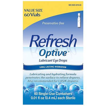 Refresh Optive Preservative-Free Lubricant Eye Drops Single Use ...