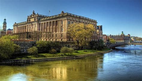 The Riksdag Parliament Building - Stockholm Kingdom Of Sweden, Green ...