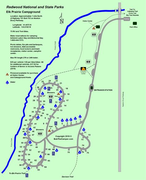 Redwood National and State Parks -Elk Prairie Campground Map