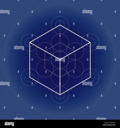 Hexahedron from Metatrons cube, sacred geometry illustration on technical paper Stock Vector ...