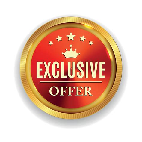 Exclusive Offer Golden Medal Icon Seal Sign Isolated on White ...