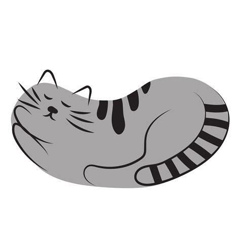 Sleeping gray cat in the shape of an oval. stylized pet. clip art, logo, design 23374792 Vector ...