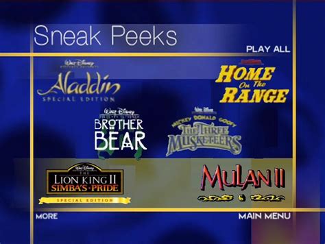 Sneak Peeks Menu (The Lion King 1½ (2004) DVD) | Sneak Peeks Menu Wiki | Fandom