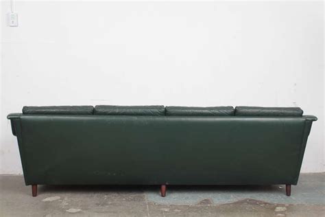 Vintage Green Leather Mid Century Modern Sofa at 1stDibs